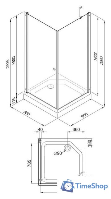 Душевой уголок Triton Форта-Хром 90x90 (с поддоном) - Изображение №11 — Интернет-магазин Time-Shop
