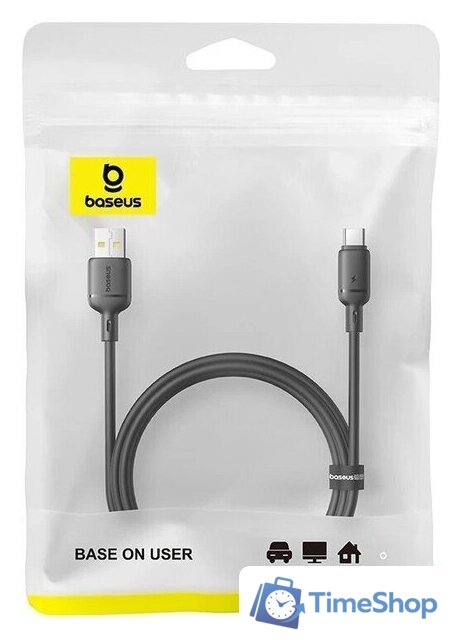 Кабель Baseus Silky Fast Charging Data Cable USB Type-A - USB Type-C 3A (1 м, черный) - Изображение №2 — Интернет-магазин Time-Shop
