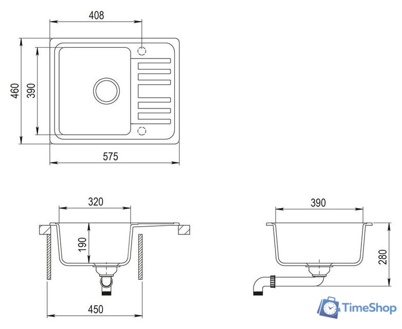 Кухонная мойка Aquasanita Notus SQ102AW (black metallic 601) - Изображение №2 — Интернет-магазин Time-Shop