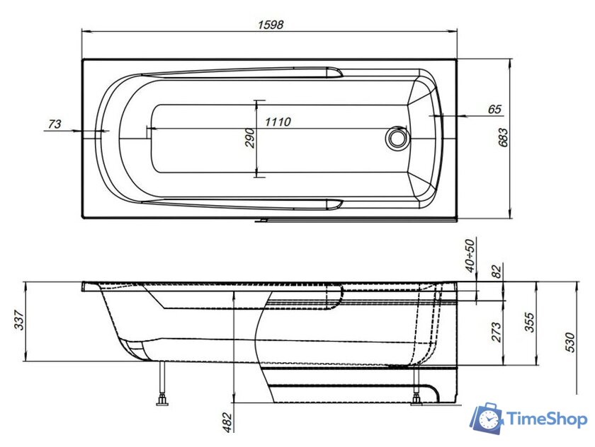 Ванна Aquanet Extra 160x70 - Изображение №5 — Интернет-магазин Time-Shop