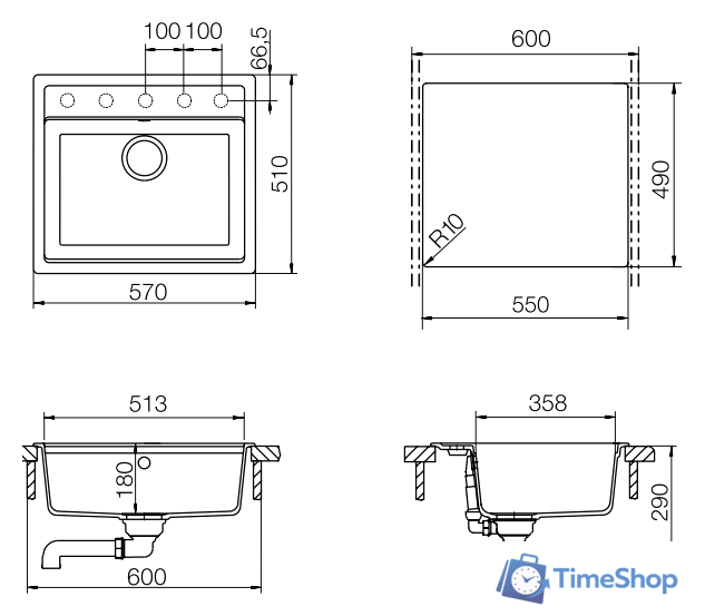 Кухонная мойка Schock Vero 60 (N-100) Magma [700079] - Изображение №2 — Интернет-магазин Time-Shop