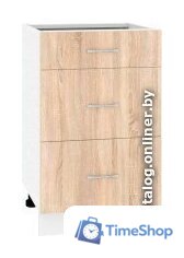 Шкаф напольный Кортекс-мебель Корнелия Лира НШ50р3ш без столешницы (дуб сонома) - Изображение №1 — Интернет-магазин Time-Shop