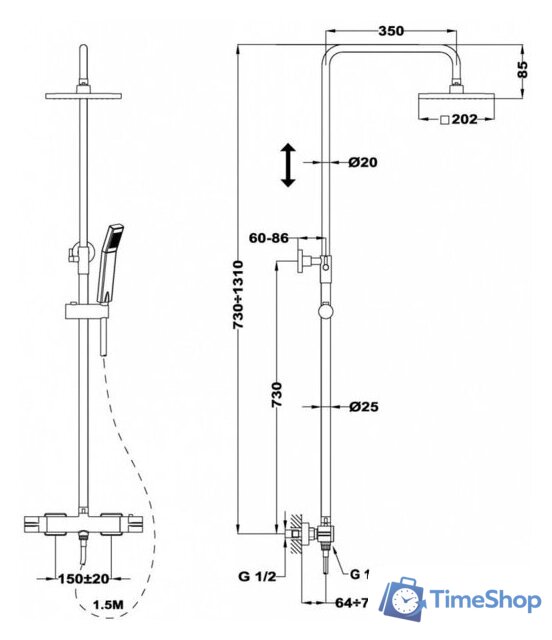 Душевая система  TEKA Soller Dual Control 852780200 - Изображение №2 — Интернет-магазин Time-Shop