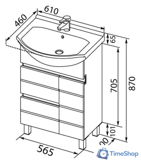 Aquanet Тумба под умывальник Доминика 60 171684 - Изображение №7 — Интернет-магазин Time-Shop