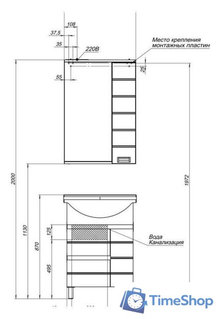  Aquanet Тумба под умывальник Доминика 60 171684 - Изображение №6 — Интернет-магазин Time-Shop