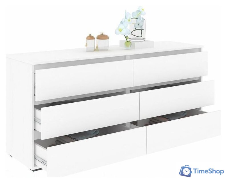 Комод Кортекс-мебель Бари 160 6ш (белый/белый/белый) - Изображение №2 — Интернет-магазин Time-Shop