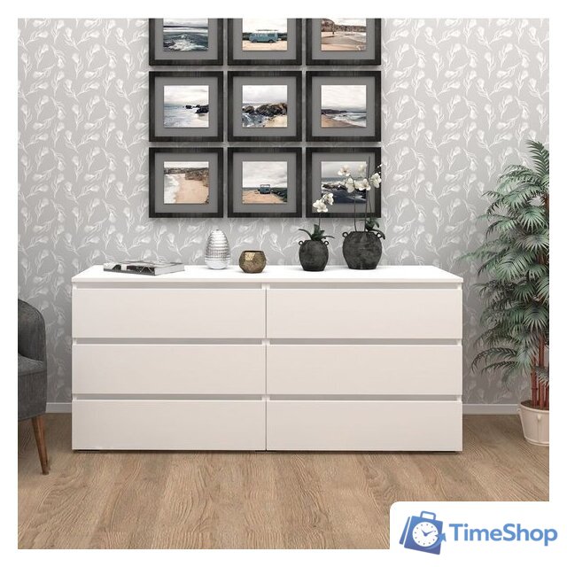 Комод Кортекс-мебель Бари 160 6ш (белый/белый/белый) - Изображение №3 — Интернет-магазин Time-Shop