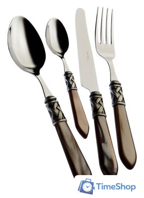 Набор столовых приборов Bugatti Aladdin ALBOM-C4250 (24 шт, хром/оникс/состаренное серебро) - Изображение №1 — Интернет-магазин Time-Shop
