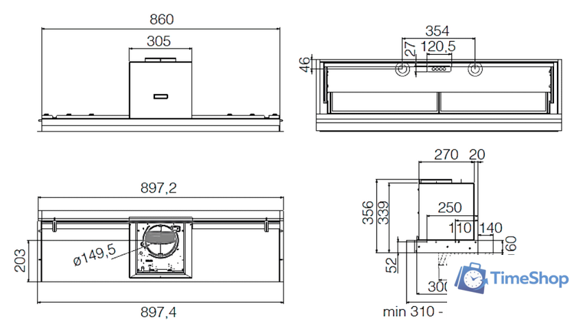 Кухонная вытяжка Elica Lever IX/A/86 PRF0160152 - Изображение №5 — Интернет-магазин Time-Shop