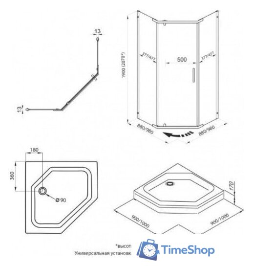 Душевой уголок Triton Дека-Блэк 90x90 (хром, без поддона) - Изображение №8 — Интернет-магазин Time-Shop