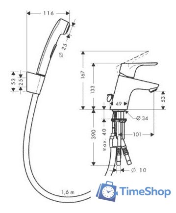 Смеситель с лейкой для биде Hansgrohe Focus E2 (31926 000) - Изображение №2 — Интернет-магазин Time-Shop