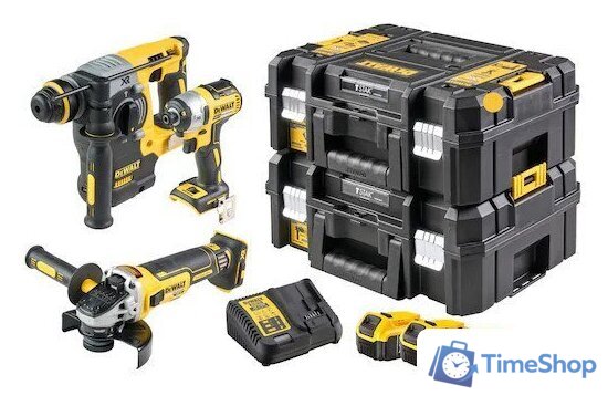  DeWalt DCK305P3T (перфоратор, винтоверт, болгарка, 3 АКБ, кейс) - Изображение №1 — Интернет-магазин Time-Shop