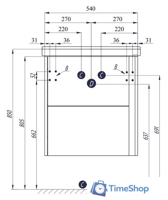  Аква Тумба под умывальник Смайл ТС-5.02.2.00.600.212 - Изображение №3 — Интернет-магазин Time-Shop