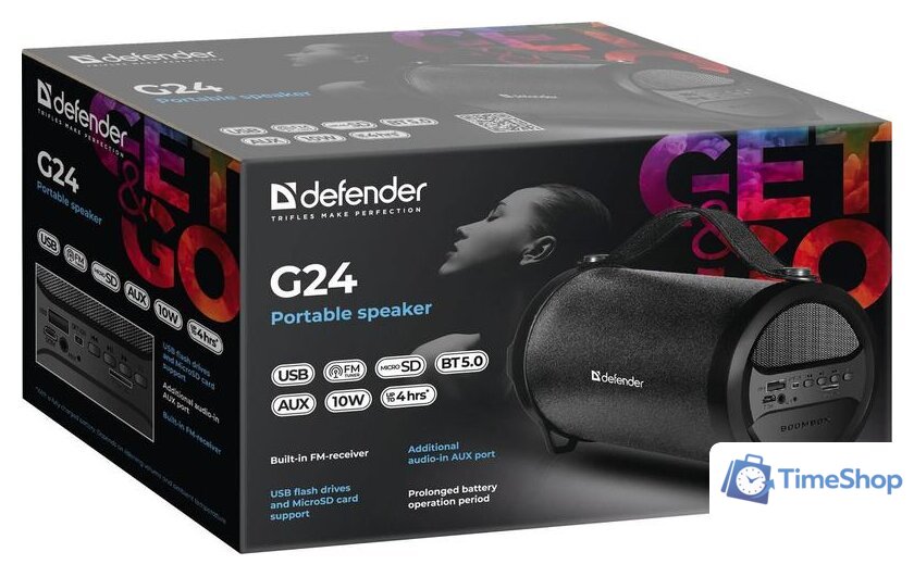 Беспроводная колонка Defender G24 (черный) - Изображение №3 — Интернет-магазин Time-Shop