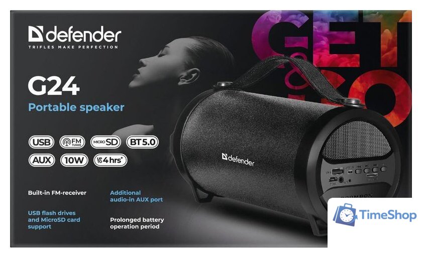 Беспроводная колонка Defender G24 (черный) - Изображение №4 — Интернет-магазин Time-Shop
