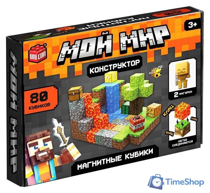 Магнитный конструктор Unicon Магнитные кубики. Мой мир T051 10576107 (80эл) - Изображение №1 — Интернет-магазин Time-Shop