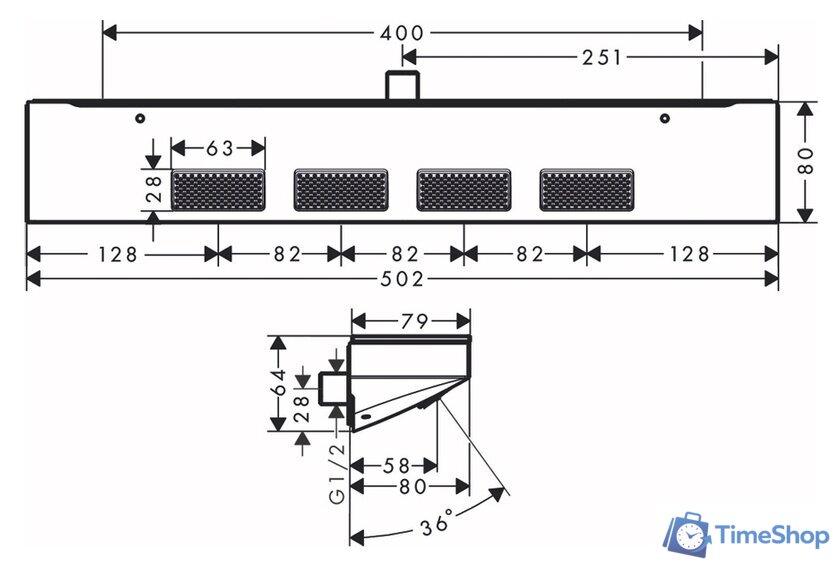 Боковая форсунка Hansgrohe Rainfinity 500 1jet 26243000 - Изображение №2 — Интернет-магазин Time-Shop