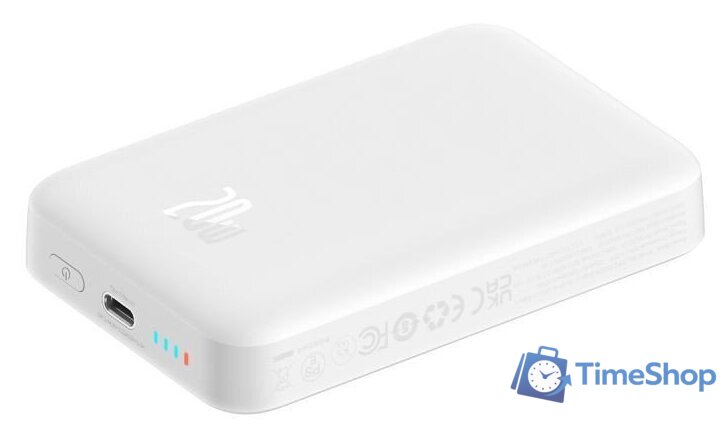 Внешний аккумулятор Baseus Magnetic Mini Air Wireless Fast Charge Power Bank 20W 10000mAh (белый) - Изображение №7 — Интернет-магазин Time-Shop