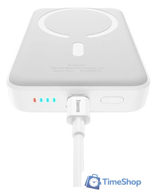 Внешний аккумулятор Baseus Magnetic Mini Air Wireless Fast Charge Power Bank 20W 10000mAh (белый) - Изображение №8 — Интернет-магазин Time-Shop