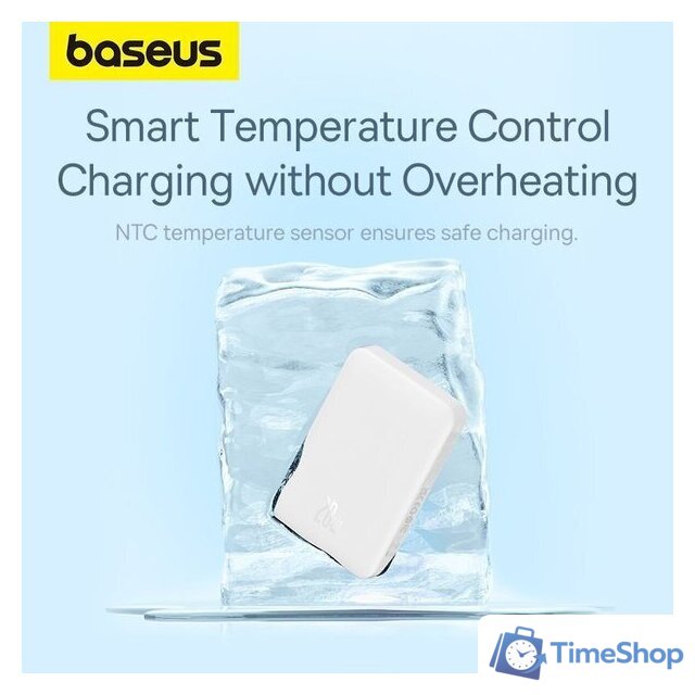 Внешний аккумулятор Baseus Magnetic Mini Air Wireless Fast Charge Power Bank 20W 10000mAh (белый) - Изображение №18 — Интернет-магазин Time-Shop