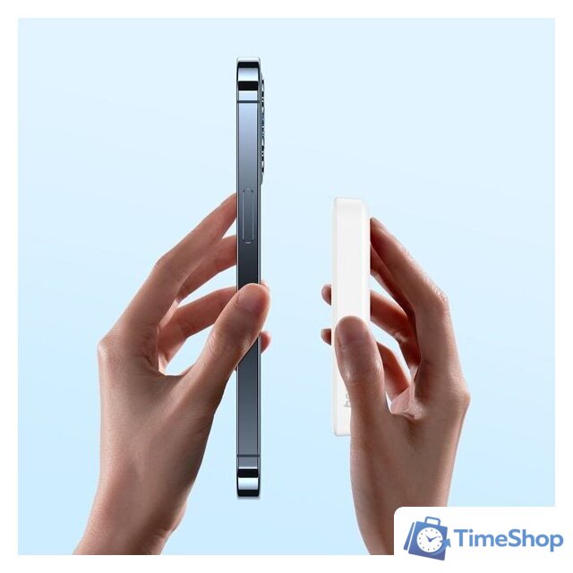 Внешний аккумулятор Baseus Magnetic Mini Air Wireless Fast Charge Power Bank 20W 10000mAh (белый) - Изображение №10 — Интернет-магазин Time-Shop