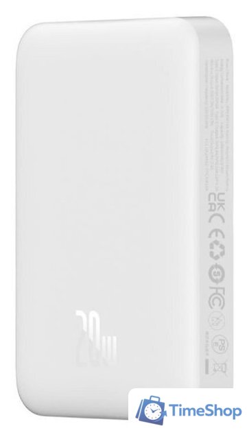 Внешний аккумулятор Baseus Magnetic Mini Air Wireless Fast Charge Power Bank 20W 10000mAh (белый) - Изображение №3 — Интернет-магазин Time-Shop