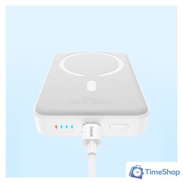 Внешний аккумулятор Baseus Magnetic Mini Air Wireless Fast Charge Power Bank 20W 10000mAh (белый) - Изображение №11 — Интернет-магазин Time-Shop
