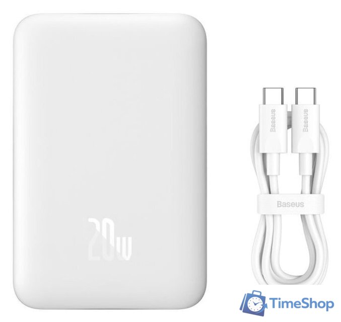 Внешний аккумулятор Baseus Magnetic Mini Air Wireless Fast Charge Power Bank 20W 10000mAh (белый) - Изображение №9 — Интернет-магазин Time-Shop