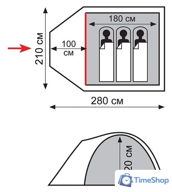 Кемпинговая палатка Totem Indi 3 V2 - Изображение №2 — Интернет-магазин Time-Shop