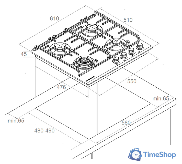 Варочная панель KUPPERSBERG FG 63 W - Изображение №4 — Интернет-магазин Time-Shop