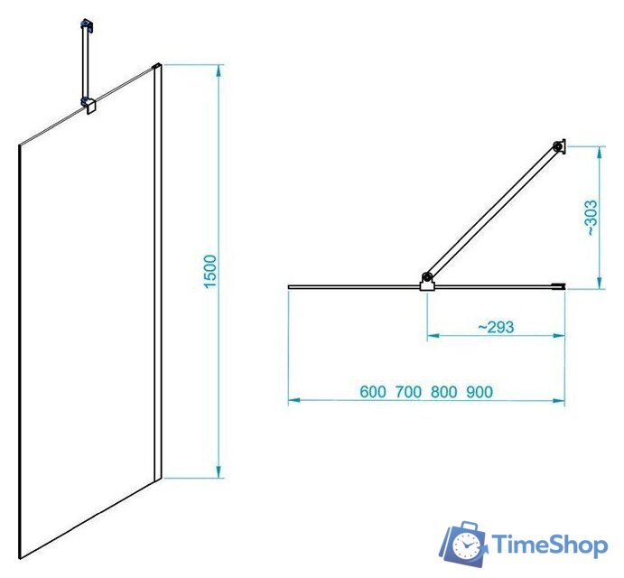 Стеклянная шторка для ванны RGW SC-150B 800 351115008-14 - Изображение №2 — Интернет-магазин Time-Shop