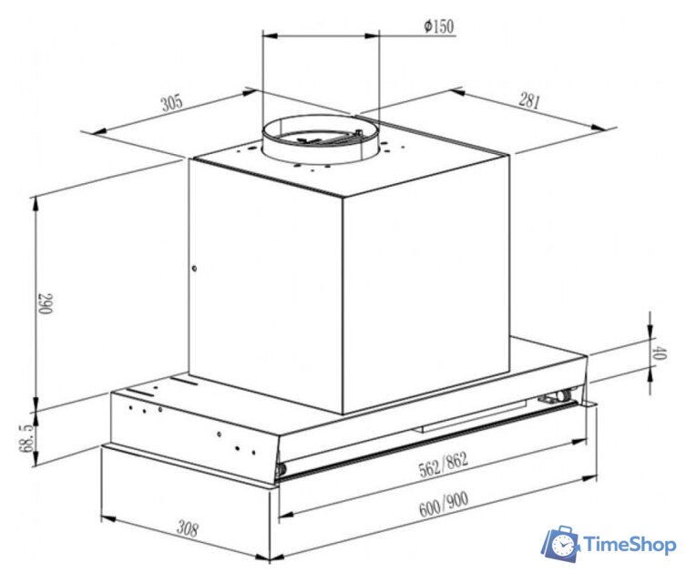 Кухонная вытяжка Schtoff LFX 60 Black (черный) - Изображение №2 — Интернет-магазин Time-Shop