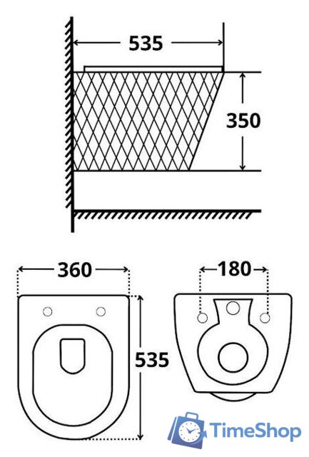 Унитаз подвесной Roxen Vine Tornado 530225-01 - Изображение №2 — Интернет-магазин Time-Shop