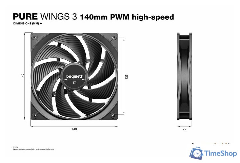Вентилятор для корпуса be quiet! Pure Wings 3 140mm PWM high-speed BL109 - Изображение №4 — Интернет-магазин Time-Shop