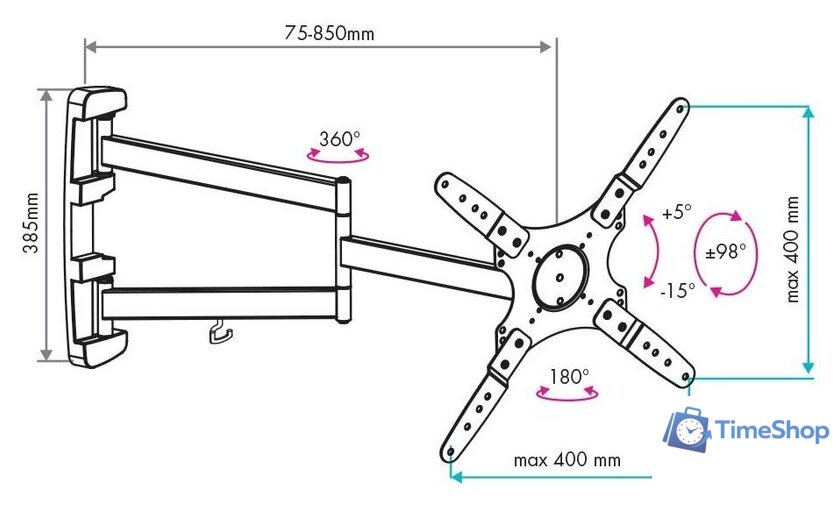 Кронштейн для телевизора VLK TRENTO-19 (черный) - Изображение №2 — Интернет-магазин Time-Shop