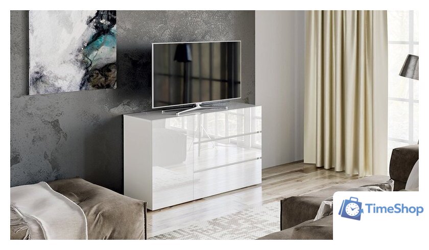 Комод Трия Glance тип 2 (белый/стекло белый глянец) - Изображение №1 — Интернет-магазин Time-Shop