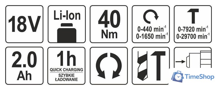 Ударная дрель-шуруповерт Yato YT-82786 (с 1-м АКБ) - Изображение №6 — Интернет-магазин Time-Shop