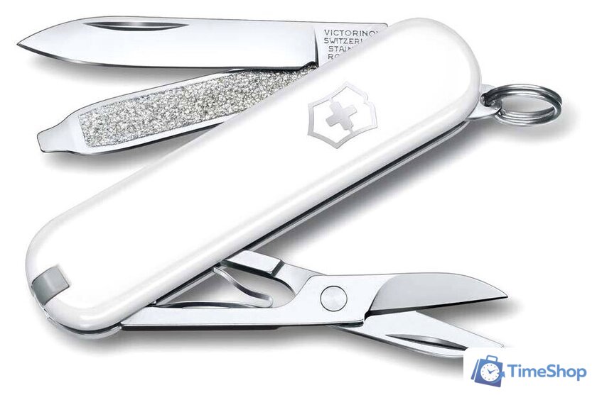 Нож-брелок Victorinox Classic Falling Snow 0.6223.7G (белый) - Изображение №2 — Интернет-магазин Time-Shop