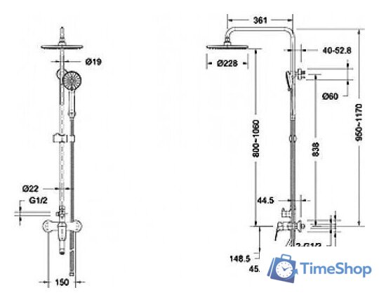 Душевая система  Bravat F6429564CP-A-ENG - Изображение №2 — Интернет-магазин Time-Shop