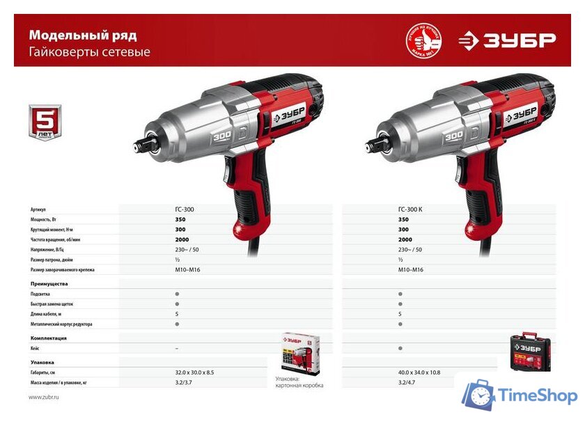 Гайковерт Зубр Мастер ГС-300 К - Изображение №13 — Интернет-магазин Time-Shop