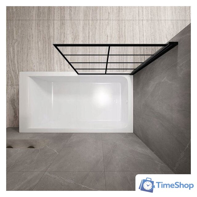 Стеклянная шторка для ванны Rea Lagos-1 80 (черный/прозрачное стекло) - Изображение №2 — Интернет-магазин Time-Shop