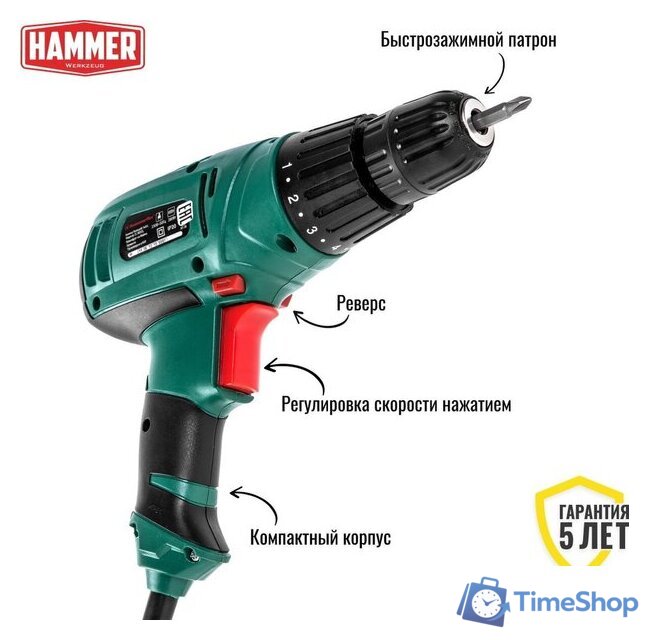 Дрель-шуруповерт Hammer DRL400A - Изображение №3 — Интернет-магазин Time-Shop