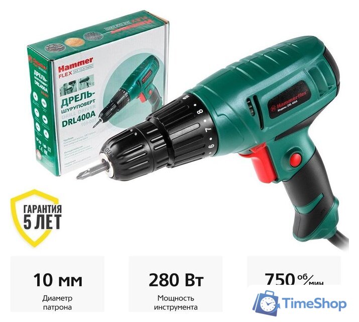 Дрель-шуруповерт Hammer DRL400A - Изображение №1 — Интернет-магазин Time-Shop