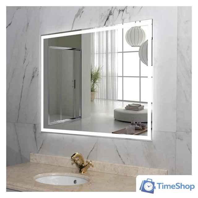  Пекам Зеркало Greta 100x60 greta-100x60spcl (с подогревом, подсветкой, сенсором на прикосновение и часами) - Изображение №4 — Интернет-магазин Time-Shop