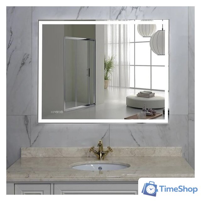  Пекам Зеркало Greta 100x60 greta-100x60spcl (с подогревом, подсветкой, сенсором на прикосновение и часами) - Изображение №2 — Интернет-магазин Time-Shop
