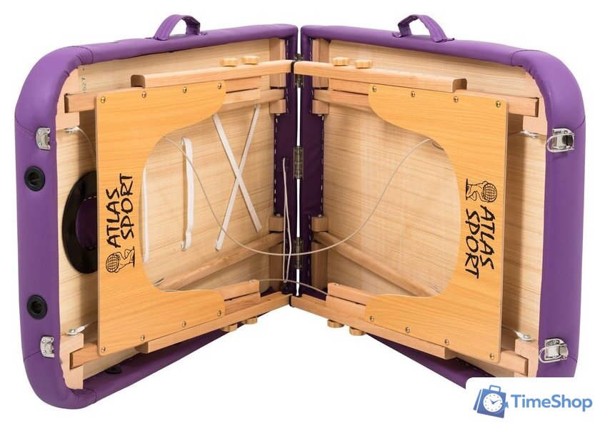 Массажный стол Atlas Sport складной 2-с 60 см деревянный (фиолетовый) - Изображение №5 — Интернет-магазин Time-Shop