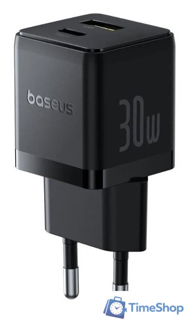 Сетевое зарядное Baseus Palm Fast Charger C+U 30W EU P1011160A113-00 (черный) - Изображение №1 — Интернет-магазин Time-Shop
