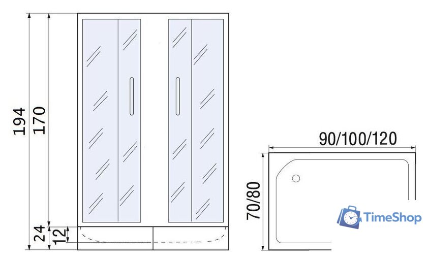 Душевой уголок River Don 100/80/24 MT L - Изображение №4 — Интернет-магазин Time-Shop