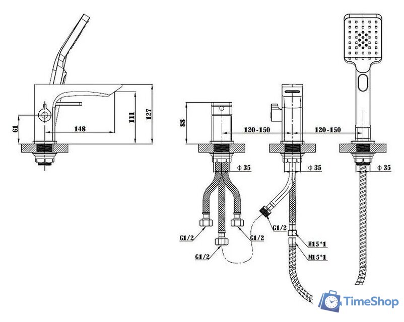Комплект смесителей Esko Vela PB 355B - Изображение №9 — Интернет-магазин Time-Shop