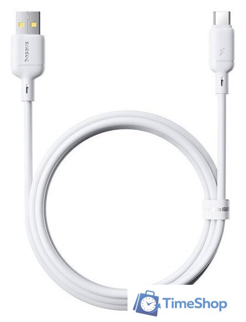 Кабель Baseus Silky Fast Charging Data Cable USB Type-A - USB Type-C 3A (1 м, белый) - Изображение №1 — Интернет-магазин Time-Shop